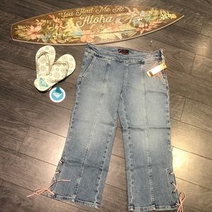 Pink Laced up Jean Capris